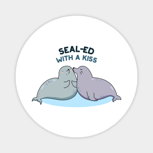 Sealed With A Kiss Cute Sea Lion Seal Pun Magnet